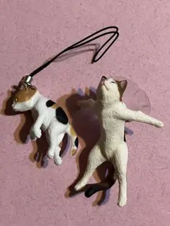 三毛猫のフィギュア ストラップと吸盤フィギュア2点セット