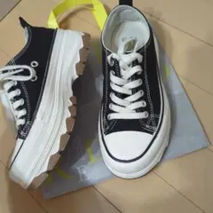 23.0cm 厚底 黒 キャンバススニーカーグレイル