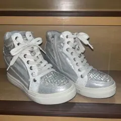 シルバースパンコールハイカットスニーカー