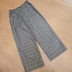 ポンポネットジュニアＬグレー系チェック ワイドパンツ 160cm