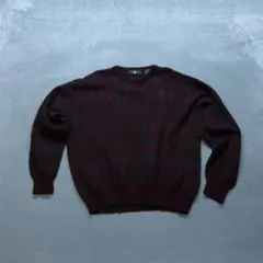 Hunt Club イタリア製 A0335 柄ニット セーター XL バーガンデ