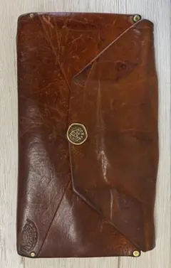 希少 Artigiano ヴィンテージ レザー 長財布 ワックスシール風デザイン