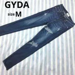 難あり美品✦GYDA/thigh highダメージデニムパンツMインディゴブルー