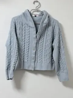 ピンクラテ　カーディガン　ライトブルー　フード付き　150cm