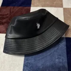 US POLO ASSN 合皮 バケットハット ブラック