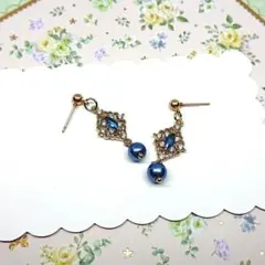 No.276☆ダイヤ（ブルー） ピアス イヤリング マスクチャーム