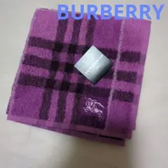 【新品未使用】BURBERRY タオルハンカチ　パープル チェック