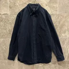 ユニクロ UNIQLO 長袖 フランネルシャツ ボタンダウン ネイビー 1527