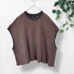 【ハレ】ショートユニセックスベスト(F)ノースリーブ　カラフルストライプ