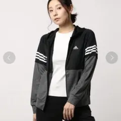 【美品】adidas ジップアップパーカー ブラック グレー