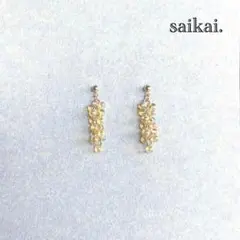 [541]小さなティアドロップの小ぶりピアス ゴールド ベージュ ハンドメイド