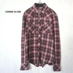 コムサイズム 長袖シャツ チェック柄 M 綿コットン COMME CA ISM