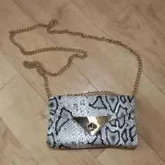 パイソン柄 ヘビ柄 チェーンショルダーバッグ ミニバッグ ゴールド金具