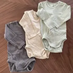 【75cm】H&M 長袖リブボディスーツ 3枚セット