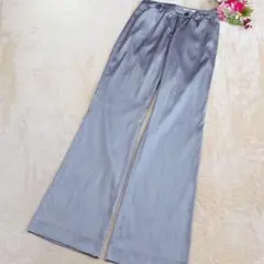 【ATELIER SAB アトリエサブ】ストレートパンツ 光沢グレー シルバーＬ