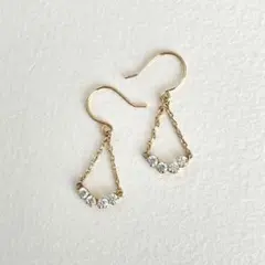 現行品】ete エテ クリアビジューピアス マーキス イエローゴールド 美