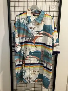00s ENYCE エニーチェ 総柄半袖シャツ ポリシャツ 魚 XL b-boyのサムネイル