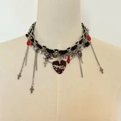 【人気】ハート×クロスチョーカー　グランジ　ゴシック　XGライク　セクシー