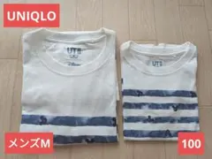 ☆100・メンズМサイズ 2枚組☆ ミッキー お揃いTシャツ ／ ユニクロ