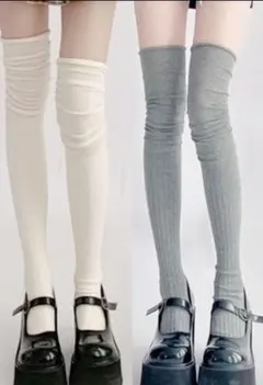 大人気 新品 ニーハイソックス オーバーニー リブ シアー 膝上 コスプレ