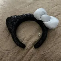 ユニバ USJ カチューシャ ブラック キティ スパンコール