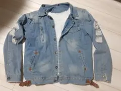 ダメージデニムジャケットライトブルー