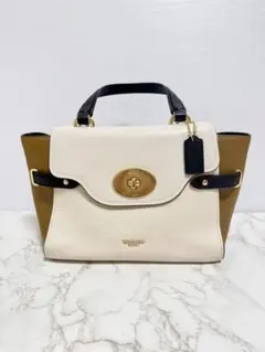 【直営店購入・本物】COACH バイカラー ハンドバッグ 白