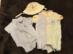 baby GAP／ストライプロンパース(2着)帽子セット(3-6m 60cm)