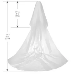 ウエディングベール　2層　3m　コーム付き　ソフトチュール　オフホワイト　結婚式