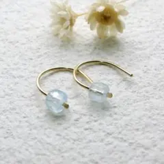 14kgfアクアマリンミニフープピアス