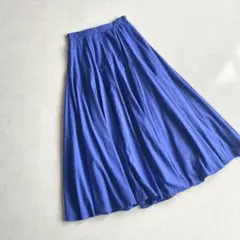 Ray BEAMS コットン ロング Aライン フレアスカート ブルー