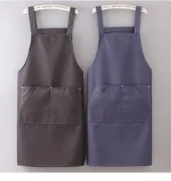 デニムエプロン C 2色 2枚セット 黒+紺 男女兼用 料理 DIY 園芸 掃除のサムネイル