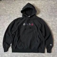 チャンピオン リバースウィーブ パーカー XL ブラック センター刺繍ロゴ 黒