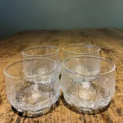 ガラス製飲料用グラス4個セット　ガラスグラス　レトログラス
