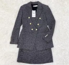 【お値下げ！】ザラ　セットアップ　ジャケット　スカート　ツイード　金ボタン
