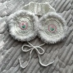 【SALE】ハンドメイド　イヤーマフ　チューリップ　ホワイト　耳当て