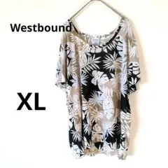 Westbound　【XL】　花柄 半袖　シャツ　カットソー　総柄　ベージュ　黒