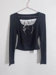 スクエアネックフリルリボントップス