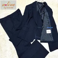 極美品✨n❤️line by nozomi シルク混 パンツスーツ上下 ネイビー