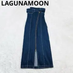 w*u様 482 美品✨ラグナムーン デニムアシンメトリーベアワンピース Mサイ