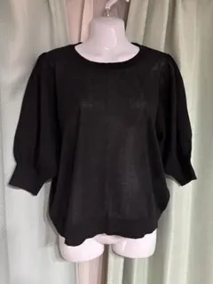 1834.C•O•L•Z•A パフスリーブカットソーブラック Lサイズ☆
