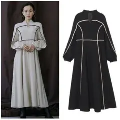 anuans♡ バイカラートリミングデザインワンピース