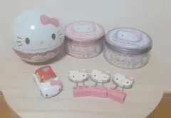 ハローキティ　小物入れ缶・トミカ・クリップ セット