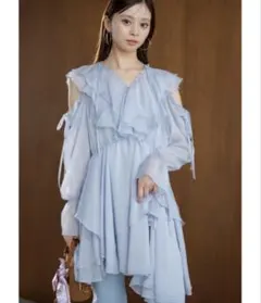 SNIDEL SustainableプリントフリルミニワンピースBLU 1