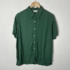90s/vintage/グリーン/鹿の子シャツ レトロ カジュアル 古着