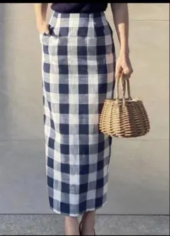b*n様 【新品・未使用❗️】JENNEジェンヌ　リネン混チェックペンシルスカーのサムネイル