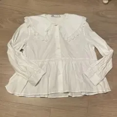 ZARA♡コットンレース襟フリルブラウス