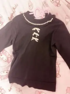 ♥ Ank Rouge パールリボンニット ブラック ♥