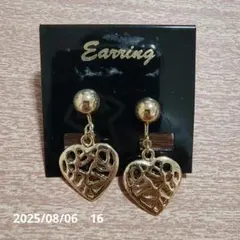 ゴールド ハート型 イヤリング レトロ ヴィンテージ