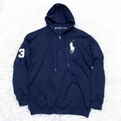 【極美品】 ポロラルフローレン ビッグポニー ジップパーカー ネイビー　XXL